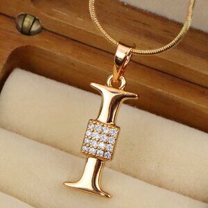 "Rose Gold I Alphabet Pendant with Crystal Accent for Women, XPPT1420